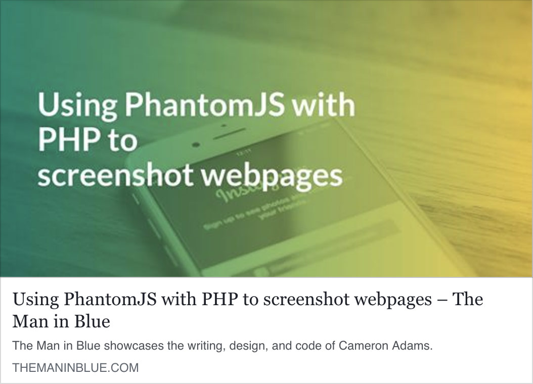 Using PhantomJS with PHP to screenshot webpages